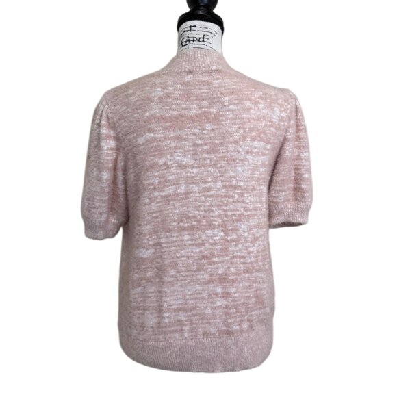 CeCe Eyelash Sweater Short Sleeve Knit Pink Mock Neck Womens Size M - Picture 3 of 7